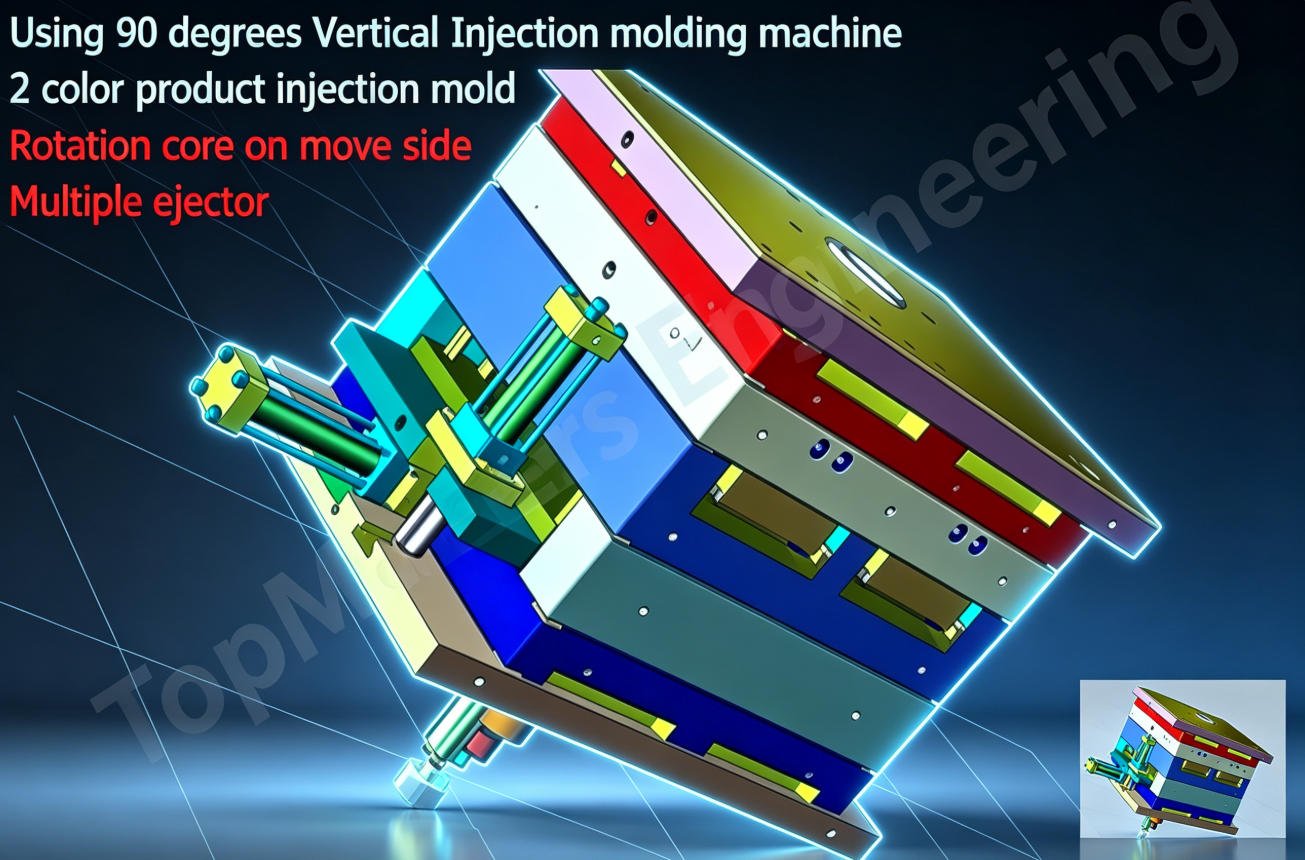 Two-shot overmolding – rotary mold 3D design drawing